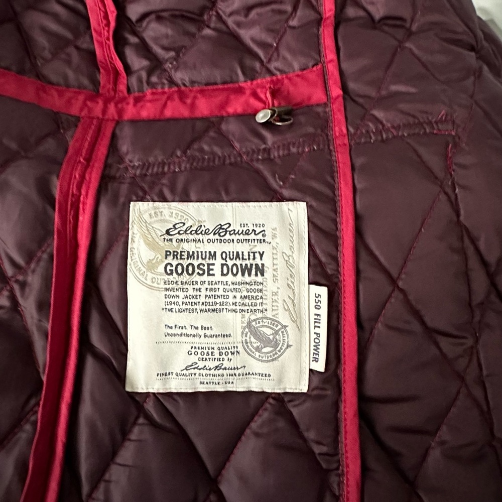 WOMENS EDDIE BAUER RED PREMIUM 550 Power Fill Quilted snap front jacket - Picture 8 of 12